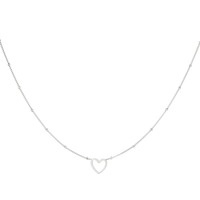Minimalistische ketting dames staal open hart zilver