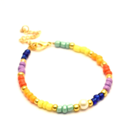 Regenboog armband kralen "Pearly Rainbow"