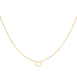 Minimalistische ketting open hartje staal goud