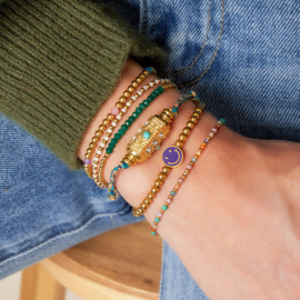 Armband bullet bead turquoise staal