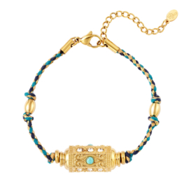 Armband bullet bead turquoise staal