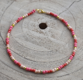 Kinder ketting kralen Zalmroze roze rood