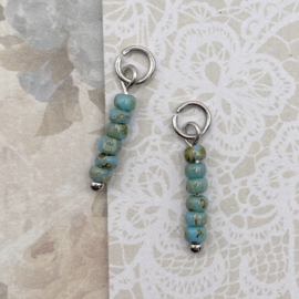 Stalen bedels voor Oorbellen zilver met Turquoise rocailles kraaltjes