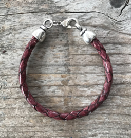 Leren bordeaux rode armband kinderen