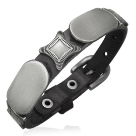 Zwarte Leren armband gespsluiting man