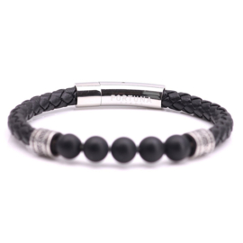 Fortuna Beads zwarte leren armband Onyx Italia Bologna