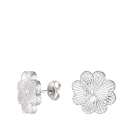 Yehwang Flower oorknoppen stainless steel zilver