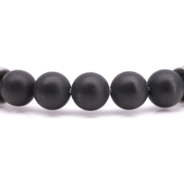Fortuna Beads zwarte leren armband Onyx Italia Bologna