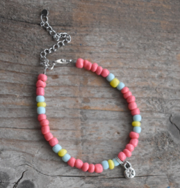 Roze kralen armband dames met ster bedeltje