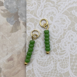 Bedels voor Oorringen Stainless Steel Goud met groene kraaltjes