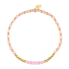 Roze met goud kralen armband dames stainless steel