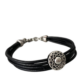 Zwarte leren armband dames