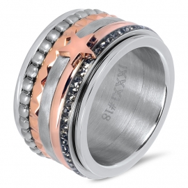 Goudkleurige stalen ring iXXXi Jewelry met ster - maat 17 + 18 Let op vulring! + 19