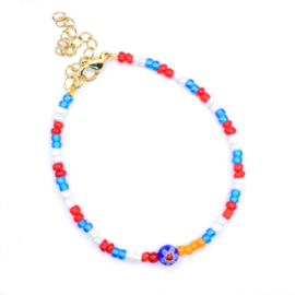 Koningsdag Holland Dutch Armband Rood Wit Blauw Staal goud