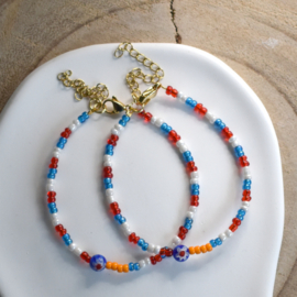 Koningsdag Holland Dutch Armband Rood Wit Blauw Staal goud