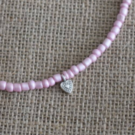 Ketting kinderen meisje roze kralen hartjes hanger Roma