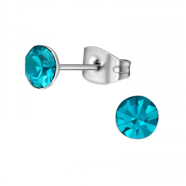 Oorknopjes Staal Zilver Turquoise Kristallen