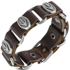 Leren armband heren bruin met gesp