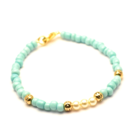 Kralen armband dames licht turquoise Pearly