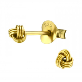 Zilveren Knoop oorbellen dames gold plated