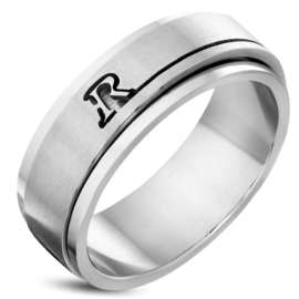 Ring met letter R edelstaal - Maat 19