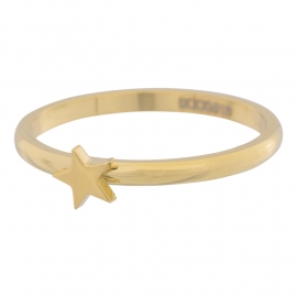 Goudkleurige stalen ring iXXXi Jewelry met ster - maat 17 + 18 Let op vulring! + 19