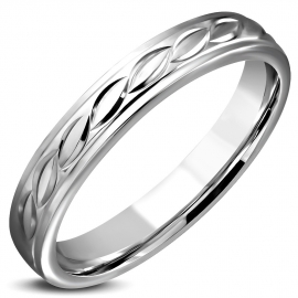 Smalle Zilverkleurige Stalen dames ring met swirl