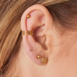 Ear Cuff Chirurgisch Staal Flowers goud