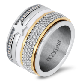 Goudkleurige stalen ring iXXXi Jewelry met ster - maat 17 + 18 Let op vulring! + 19