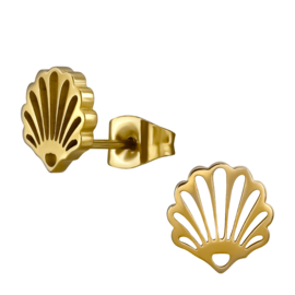 Oorknopjes Rvs Schelpje Goud