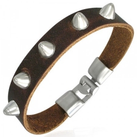 Bruine leren armband met studs