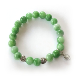 Meisjes kralen armband groen met hartjes - 15 cm
