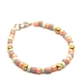 Pastel multi color kralen kinder armband