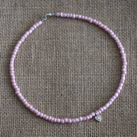 Ketting kinderen meisje roze kralen hartjes hanger Roma