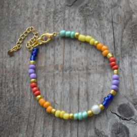 Regenboog armband kralen "Pearly Rainbow"