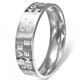 Zilverkleurige RING MET TEKST rvs dames ringmaat 19