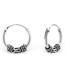 Bali oorringen hoops 925 zilver - 10 mm