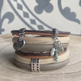 Idhuna Wikkelarmband dames bruin met bedels