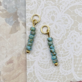 Turquoise Kralen Bedels Oorbellen Rvs Zilver