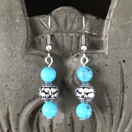 Oorbellen Chirurgisch Staal Bali Hangers turquoise