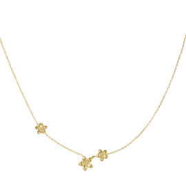 Yehwang Bloemen Ketting Staal Goud Dames
