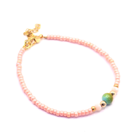 Zalmroze Peach Idhuna Rocailles Armband kralen dames