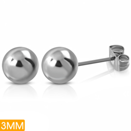 Zweerknopjes chirurgisch staal zilver klein - 3 mm
