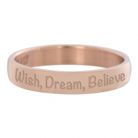 Ring Wish, Dream, Believe rosé goud 4 mm - maat 17 + 20