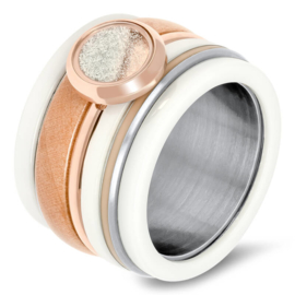 Keramiek ring wit kwaliteit juwelier - Maat 21 Let op vulring!