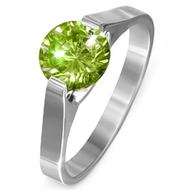 Ring staal met grote groene zirkonia