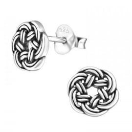 Keltische gevlochten ronde krans oorbellen 925 zilver