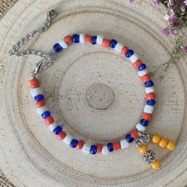 Rood wit blauwe Holland koningsdag, WK, EK of Formule 1 armband dames