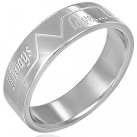 RVS RING met tekst ALWAYS LOVE - maat 19