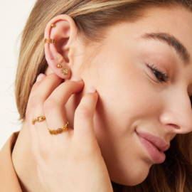 Ear Cuff Chirurgisch Staal Flowers goud